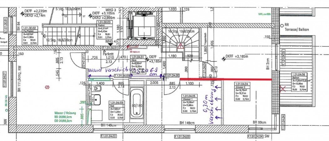 Grundriss OG (m�gliche neue Raumaufteilung) Etagenwohnung Berlin