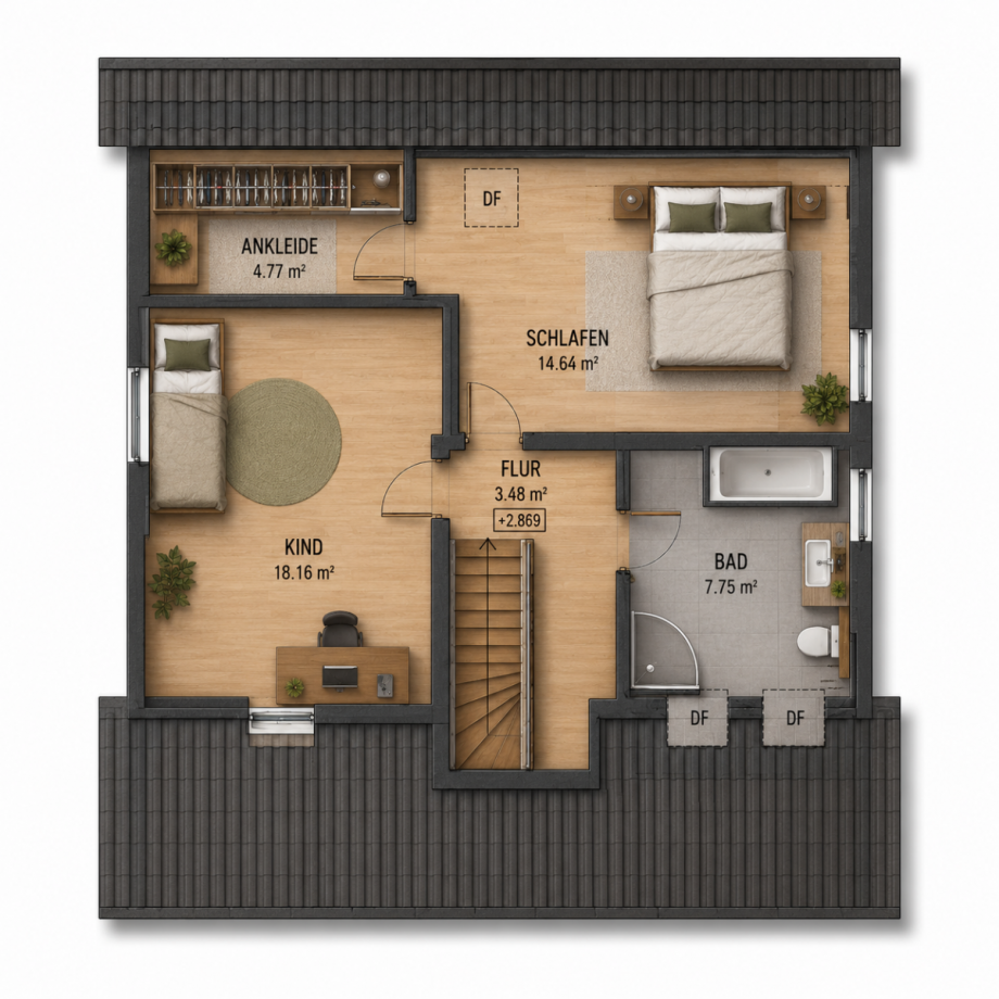 Grundriss Dachgeschoss Einfamilienhaus Berlin