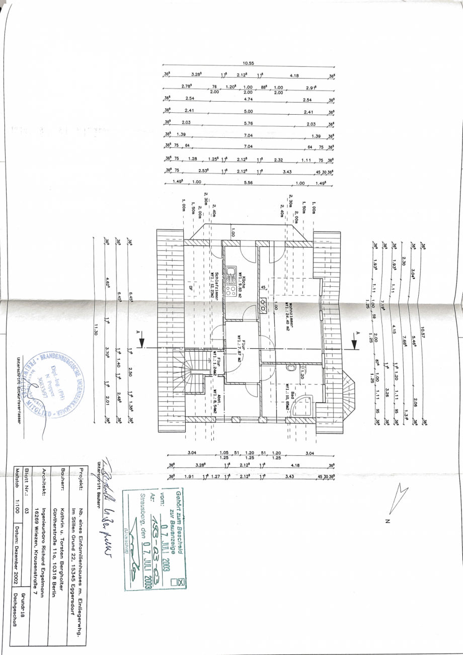 Grundriss Einliegerwohnung Dachgeschoss Einfamilienhaus Petershagen/Eggersdorf