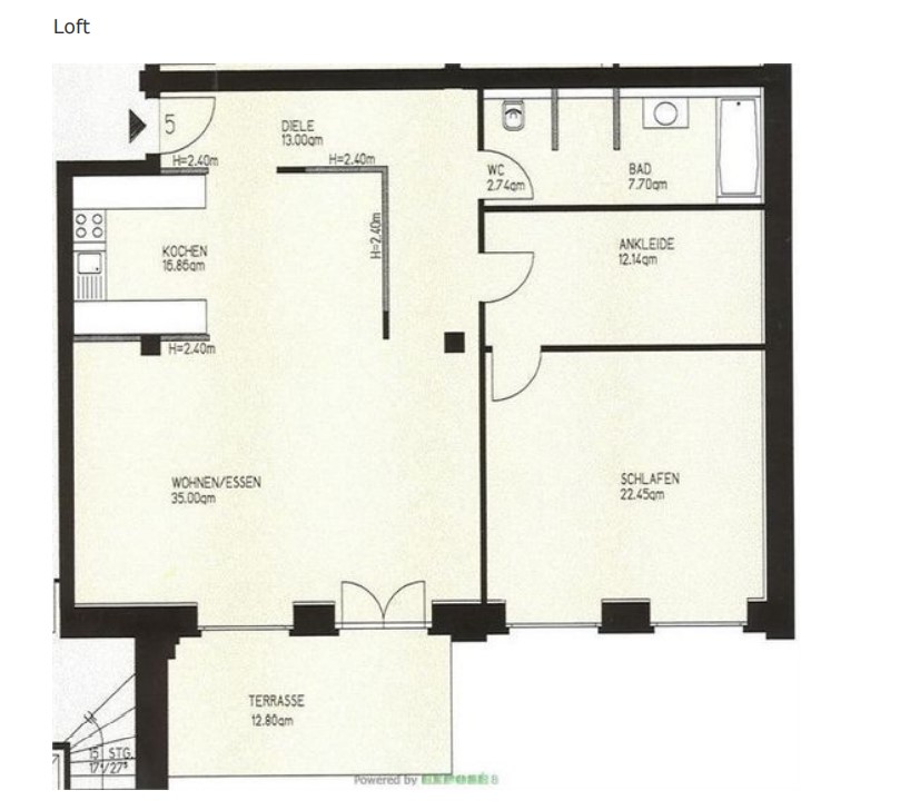 Grundriss LOFT Loft-Studio-Atelier Berlin