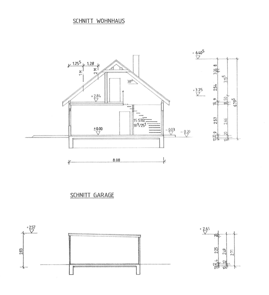 Schnitt Wohnhaus & Garage Einfamilienhaus Gerbisdorf