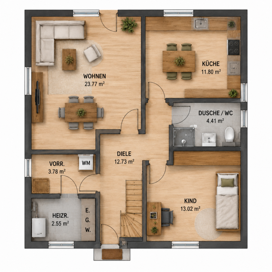 Grundriss Erdgeschoss Einfamilienhaus Berlin