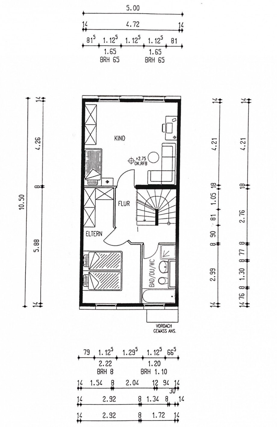 Grundriss 1. Obergeschoss Reihenhaus Berlin