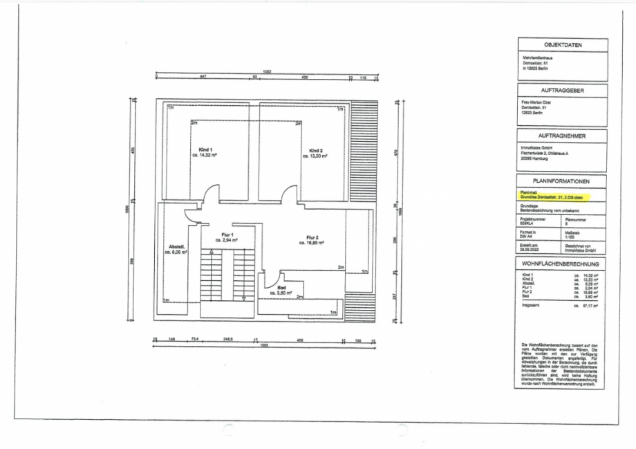 Grundriss VH 2.OG oben Mehrfamilienhaus Berlin