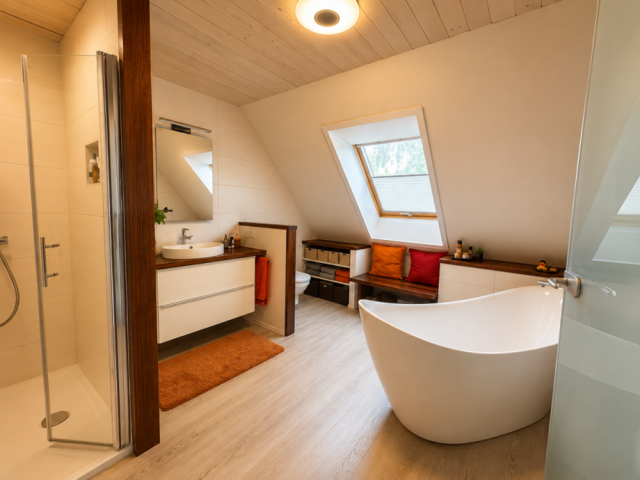 Masterbad Dachgeschoss Einfamilienhaus Berlin