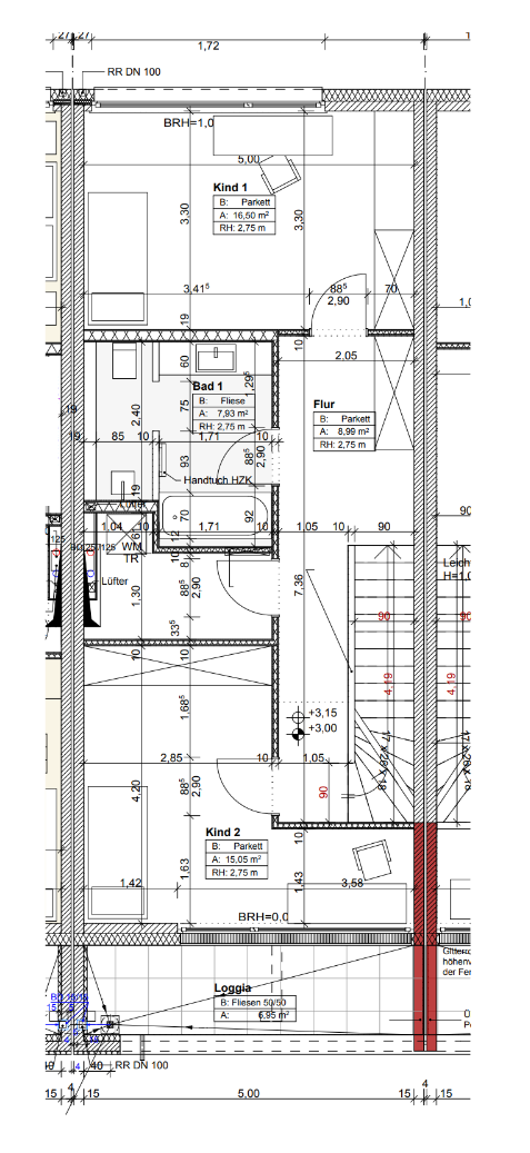 Grundriss OG Reihenmittelhaus Berlin