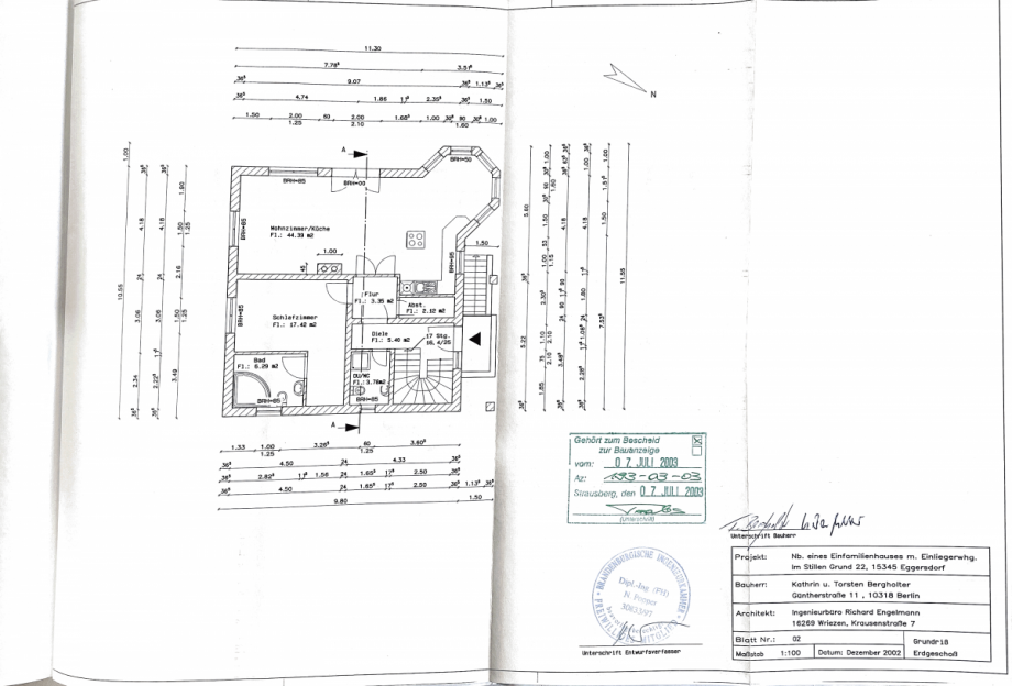 Grundriss Erdgeschoss Einfamilienhaus Petershagen/Eggersdorf