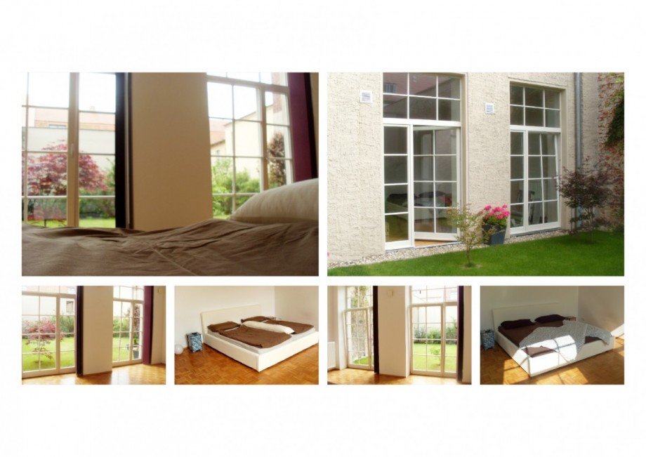 Schlafzimmer mit Blick in den Garten Loft Loft-Studio-Atelier Berlin