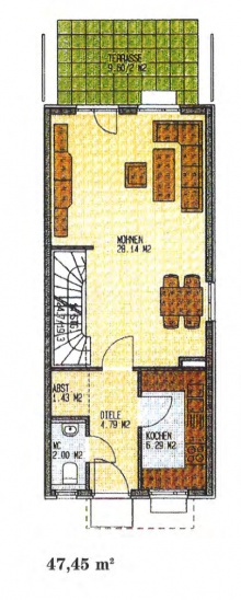 Grundriss EG H�now: Reihenmittelhaus mit Keller in ruhiger Seitenstra�e