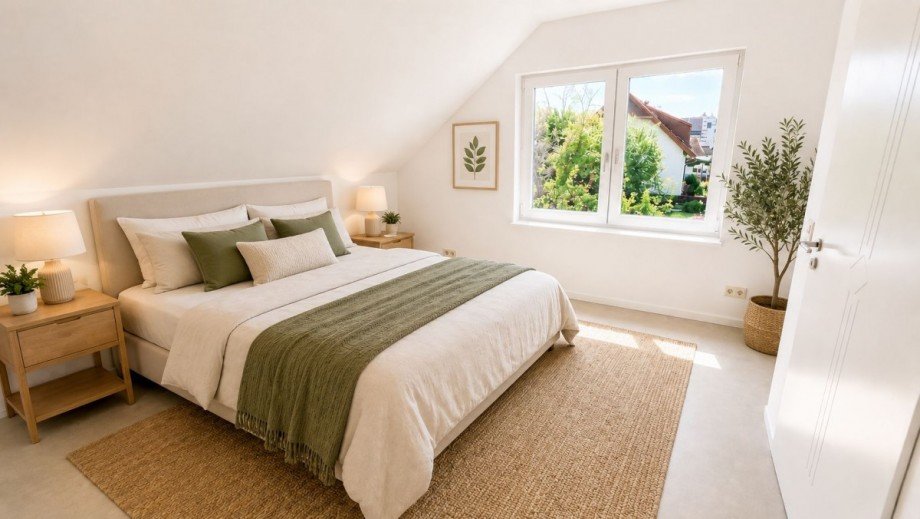 Schlafzimmer ELW DG Einrichtungsbeispiel Einfamilienhaus Berlin