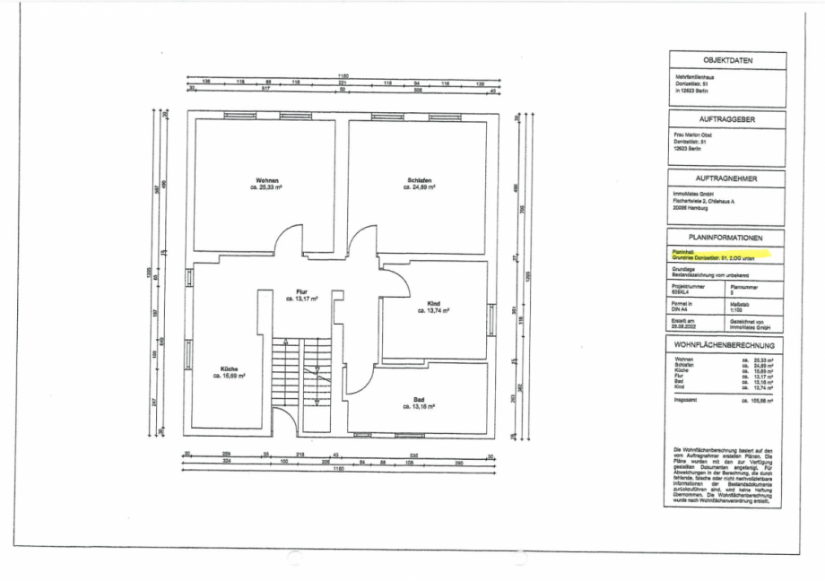 Grundriss VH 2.OG unten Mehrfamilienhaus Berlin