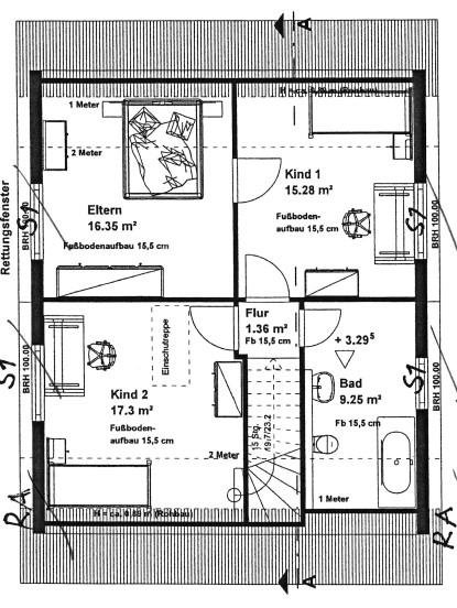 Grundriss OG Einfamilienhaus Berlin