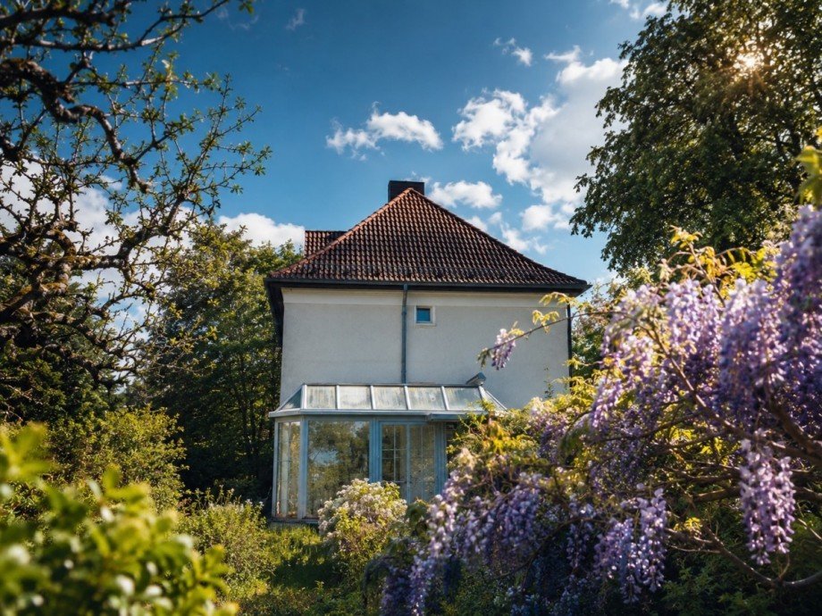 Hausansicht aus dem Garten Doppelhaush�lfte Berlin