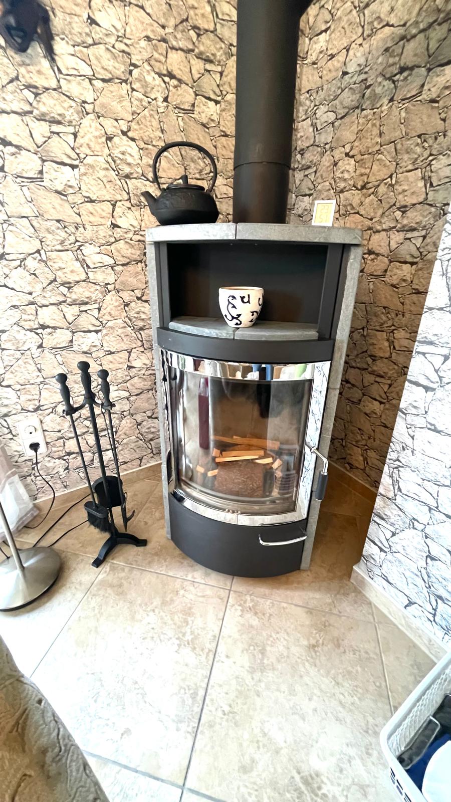 Kamin im Wohnzimmer Bungalow Berlin